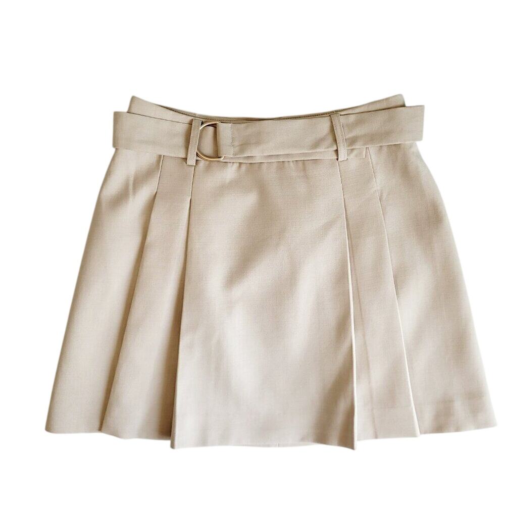 NWT Mossman Fable Pleated Mini Skirt In Beige Tan Size 2 US 25" Waist Preppy